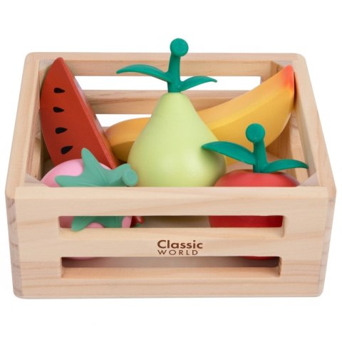 CLASSIC WORLD Zestaw Drewnianych Owoców w Koszyku 6 el.