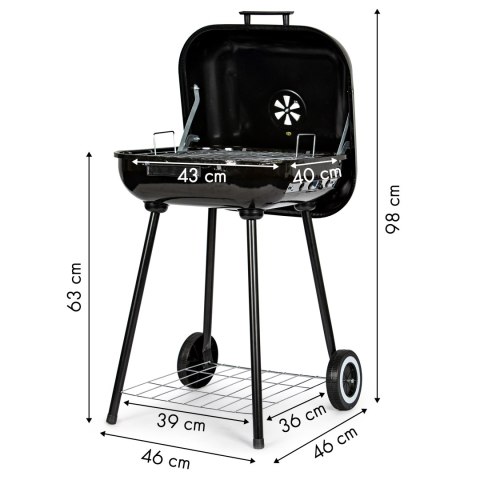 Grill węglowy ogrodowy z pokrywą na zawiasach + kółka MultiGarden Grill węglowy ogrodowy z pokrywą na zawiasach + kółka MultiGarden