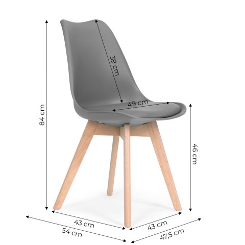 Zestaw 4 krzeseł krzesło do salonu jadalni z poduszką Szare ModernHome Zestaw 4 krzeseł krzesło do salonu jadalni z poduszką Szare ModernHome