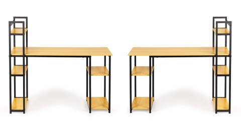 Biurko komputerowe biurowe stół + regał półki loft jasny dąb ModernHome Biurko komputerowe biurowe stół + regał półki loft jasny dąb ModernHome