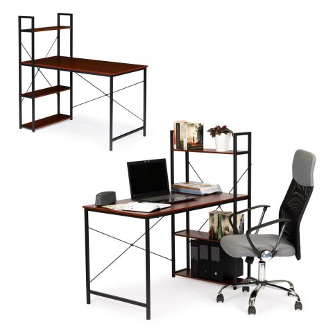 Biurko komputerowe drewniane regał z półkami loft Biurko komputerowe drewniane regał z półkami loft