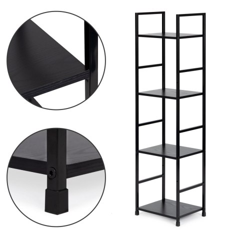 Regał drewniany nowoczesny metalowa rama LOFT 4 półki czarny ModernHome Regał drewniany nowoczesny metalowa rama LOFT 4 półki czarny ModernHome