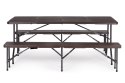 Zestaw cateringowy stół bankietowy 180 cm + 2 ławki brąz ModernHome