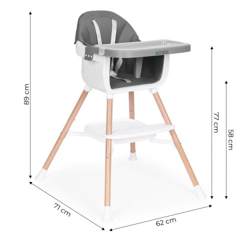 Fotelik krzesełko do karmienia dzieci 2w1 szary ECOTOYS Fotelik krzesełko do karmienia dzieci 2w1 szary ECOTOYS