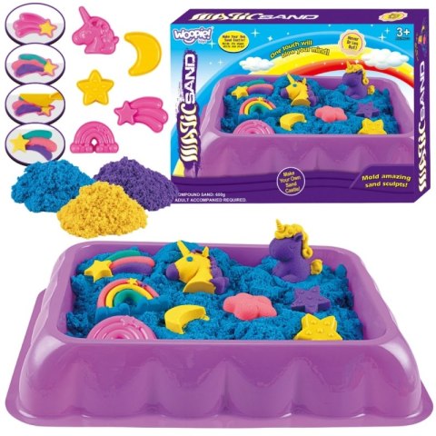 WOOPIE Piasek Kinetyczny 0,6 kg Zestaw Jednorożec Stolik z Foremkami WOOPIE Piasek Kinetyczny 0,6 kg Zestaw Jednorożec Stolik z Foremkami