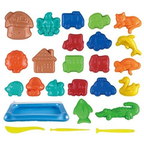 WOOPIE Piasek Kinetyczny 0,8 kg Zestaw w Koszyku z Foremkami + Basen WOOPIE Piasek Kinetyczny 0,8 kg Zestaw w Koszyku z Foremkami + Basen