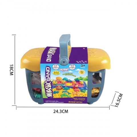 WOOPIE Piasek Kinetyczny 0,8 kg Zestaw w Koszyku z Foremkami + Basen WOOPIE Piasek Kinetyczny 0,8 kg Zestaw w Koszyku z Foremkami + Basen