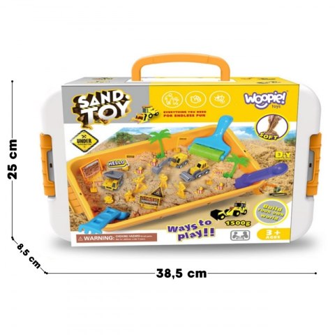 WOOPIE Piasek Kinetyczny 1,5 kg Zestaw XXL Plac Budowy Stolik z Foremkami i Pojazdami WOOPIE Piasek Kinetyczny 1,5 kg Zestaw XXL Plac Budowy Stolik z Foremkami i Pojazdami