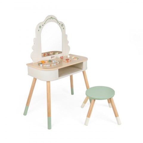 CLASSIC WORLD Drewniana Toaletka z Lustrem Krzesełkiem i Akcesoriami Pastelowa