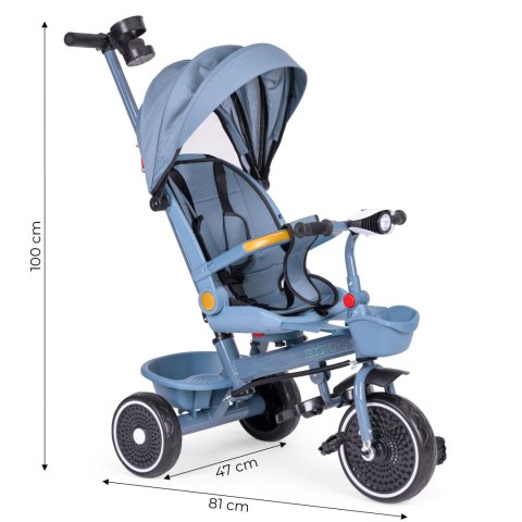 Rowerek trójkołowy spacerówka 2w1 obracane siedzisko składany daszek niebieski ECOTOYS Rowerek trójkołowy spacerówka 2w1 obracane siedzisko składany daszek niebieski ECOTOYS