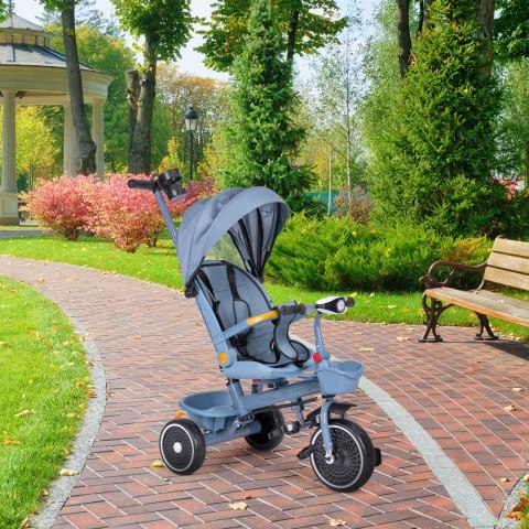 Rowerek trójkołowy spacerówka 2w1 obracane siedzisko składany daszek niebieski ECOTOYS Rowerek trójkołowy spacerówka 2w1 obracane siedzisko składany daszek niebieski ECOTOYS