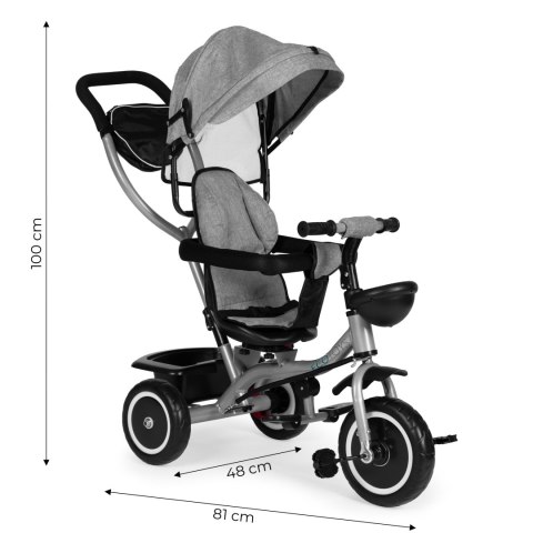 Trójkołowy rowerek spacerówka 2w1 obracane siedzisko składany daszek szary ECOTOYS Trójkołowy rowerek spacerówka 2w1 obracane siedzisko składany daszek szary ECOTOYS