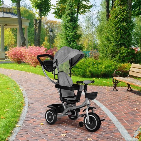 Trójkołowy rowerek spacerówka 2w1 obracane siedzisko składany daszek szary ECOTOYS Trójkołowy rowerek spacerówka 2w1 obracane siedzisko składany daszek szary ECOTOYS