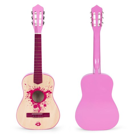 Gitara dla dzieci różowa duża - 30 drewniana 6 strun metalowe i nylonowe ECOTOYS Gitara dla dzieci różowa duża - 30 drewniana 6 strun metalowe i nylonowe ECOTOYS