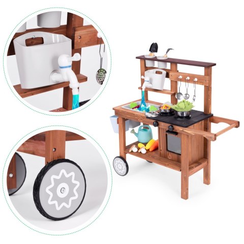 Kuchnia błotna outdoor dla dzieci z akcesoriami drewno jodłowe ECOTOYS Kuchnia błotna outdoor dla dzieci z akcesoriami drewno jodłowe ECOTOYS