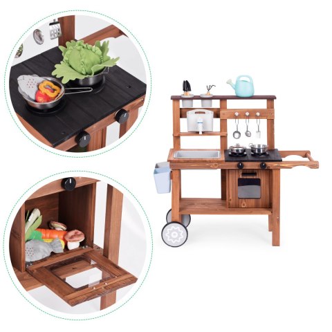 Kuchnia błotna outdoor dla dzieci z akcesoriami drewno jodłowe ECOTOYS Kuchnia błotna outdoor dla dzieci z akcesoriami drewno jodłowe ECOTOYS