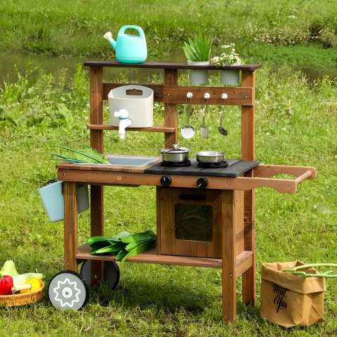 Kuchnia błotna outdoor dla dzieci z akcesoriami drewno jodłowe ECOTOYS Kuchnia błotna outdoor dla dzieci z akcesoriami drewno jodłowe ECOTOYS