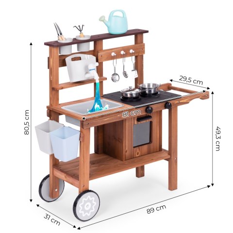 Kuchnia błotna outdoor dla dzieci z akcesoriami drewno jodłowe ECOTOYS Kuchnia błotna outdoor dla dzieci z akcesoriami drewno jodłowe ECOTOYS
