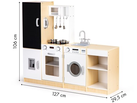 Drewniana kuchnia dla dzieci osobne segmenty XXL tablica + LED ECOTOYS Drewniana kuchnia dla dzieci osobne segmenty XXL tablica + LED ECOTOYS