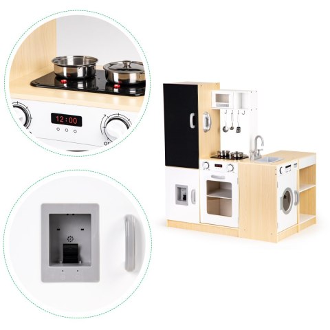 Drewniana kuchnia dla dzieci osobne segmenty XXL tablica + LED ECOTOYS Drewniana kuchnia dla dzieci osobne segmenty XXL tablica + LED ECOTOYS