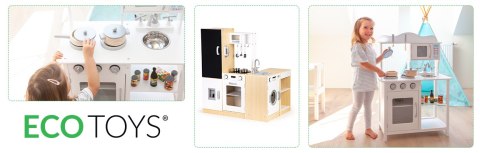 Drewniana kuchnia dla dzieci osobne segmenty XXL tablica + LED ECOTOYS Drewniana kuchnia dla dzieci osobne segmenty XXL tablica + LED ECOTOYS