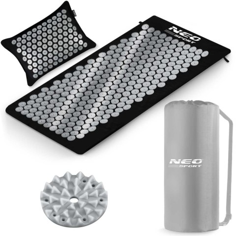 Mata do akupresury z kolcami Neo-Sport NS-903 czarno-srebrna Mata do akupresury z kolcami Neo-Sport NS-903 czarno-srebrna