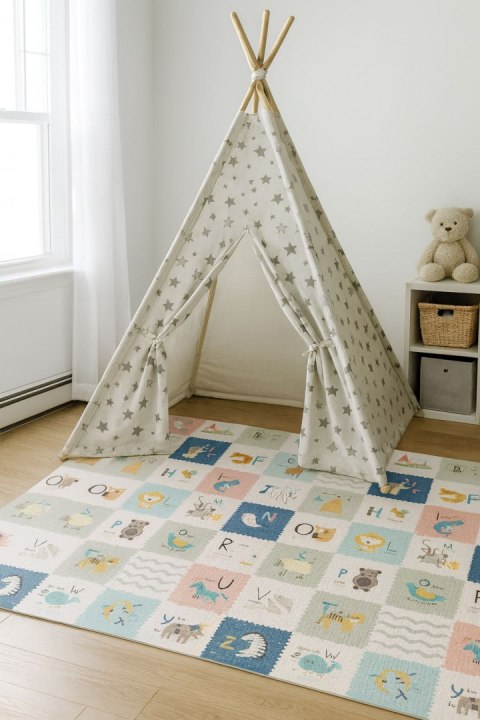 Mata piankowa dla dzieci 200x180 cm edukacyjna dwustronna składana miarka wzrostu alfabet ECOTOYS Mata piankowa dla dzieci 200x180 cm edukacyjna dwustronna składana miarka wzrostu alfabet ECOTOYS