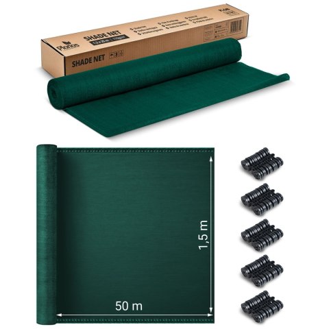Siatka cieniująca 1,5x50m 140g/m2 + 50 zacisków zielona Siatka cieniująca 1,5x50m 140g/m2 + 50 zacisków zielona