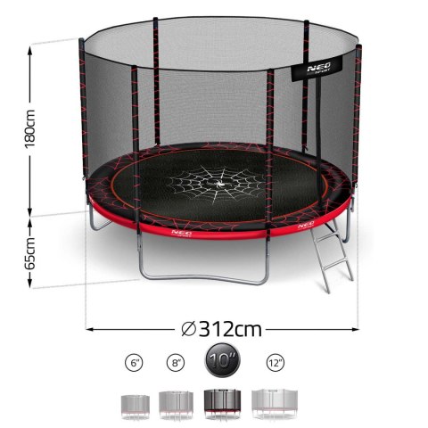 Trampolina ogrodowa 10ft/312cm z siatką zewnętrzną i drabinką Neo-Sport Trampolina ogrodowa 10ft/312cm z siatką zewnętrzną i drabinką Neo-Sport