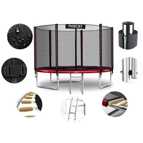 Trampolina ogrodowa 10ft/312cm z siatką zewnętrzną i drabinką Neo-Sport Trampolina ogrodowa 10ft/312cm z siatką zewnętrzną i drabinką Neo-Sport
