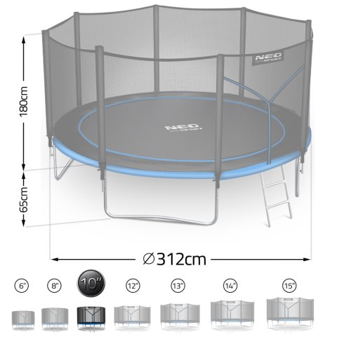 Trampolina ogrodowa 10ft/312cm z siatką zewnętrzną i drabinką Neo-Sport Trampolina ogrodowa 10ft/312cm z siatką zewnętrzną i drabinką Neo-Sport