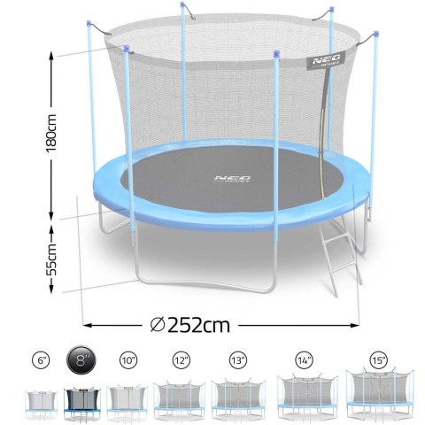 Trampolina ogrodowa 8ft/252cm z siatką wewnętrzną i drabinką Neo-Sport Trampolina ogrodowa 8ft/252cm z siatką wewnętrzną i drabinką Neo-Sport