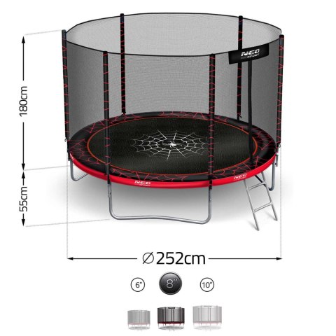 Trampolina ogrodowa 8ft/252cm z siatką zewnętrzną i drabinką Neo-Sport Trampolina ogrodowa 8ft/252cm z siatką zewnętrzną i drabinką Neo-Sport