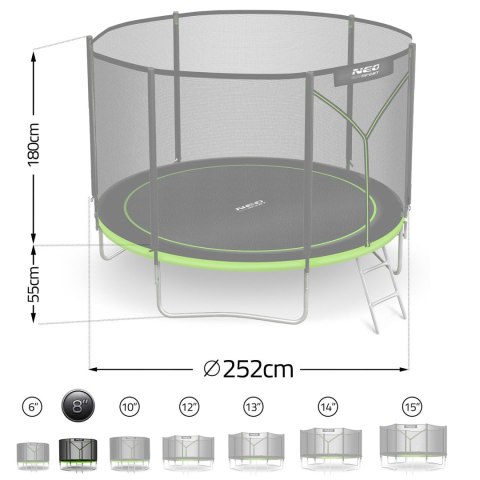 Trampolina ogrodowa 8ft/252cm z siatką zewnętrzną i drabinką Neo-Sport Trampolina ogrodowa 8ft/252cm z siatką zewnętrzną i drabinką Neo-Sport