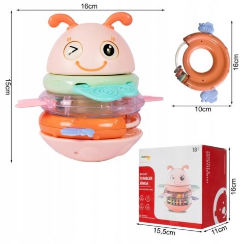 WOOPIE Baby Wańka Wstańka Zabawka Sensoryczna 2w1 Grzechotka Gryzak Różowa WOOPIE Baby Wańka Wstańka Zabawka Sensoryczna 2w1 Grzechotka Gryzak Różowa