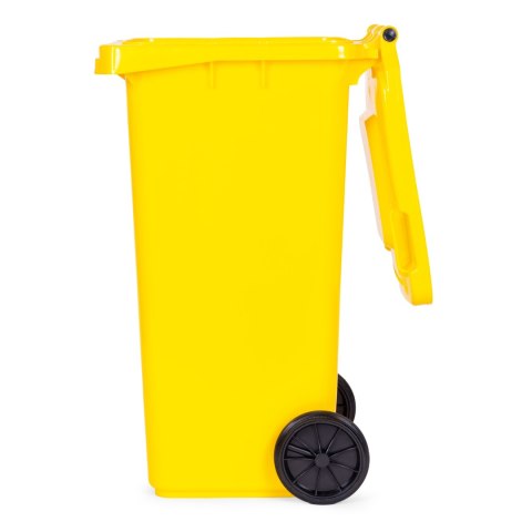 Kosz na smieci pojemnik 120L kubeł śmietnik żółty plastik gumowe koła Kosz na smieci pojemnik 120L kubeł śmietnik żółty plastik gumowe koła