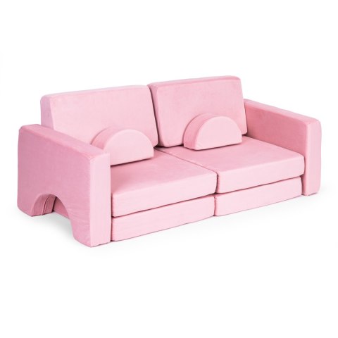 Sofa składana modułowa dla dzieci duża 2-osobowa DIY 10 miękkich poduch - różowa ECOTOYS Sofa składana modułowa dla dzieci duża 2-osobowa DIY 10 miękkich poduch - różowa ECOTOYS