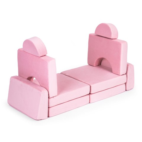 Sofa składana modułowa dla dzieci duża 2-osobowa DIY 10 miękkich poduch - różowa ECOTOYS Sofa składana modułowa dla dzieci duża 2-osobowa DIY 10 miękkich poduch - różowa ECOTOYS