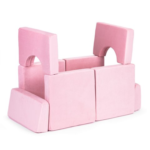 Sofa składana modułowa dla dzieci duża 2-osobowa DIY 10 miękkich poduch - różowa ECOTOYS Sofa składana modułowa dla dzieci duża 2-osobowa DIY 10 miękkich poduch - różowa ECOTOYS