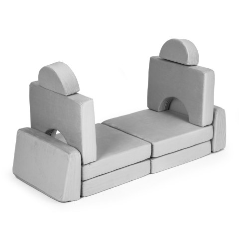 Sofa składana modułowa dla dzieci duża 2-osobowa DIY 10 miękkich poduch - szara ECOTOYS Sofa składana modułowa dla dzieci duża 2-osobowa DIY 10 miękkich poduch - szara ECOTOYS