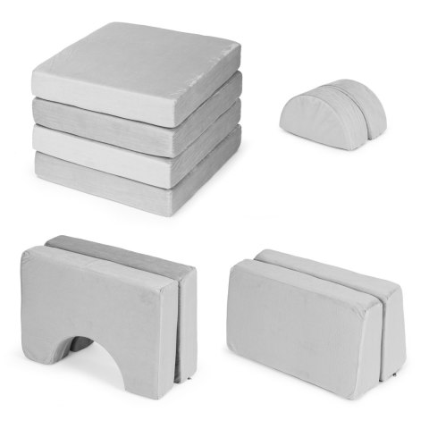 Sofa składana modułowa dla dzieci duża 2-osobowa DIY 10 miękkich poduch - szara ECOTOYS Sofa składana modułowa dla dzieci duża 2-osobowa DIY 10 miękkich poduch - szara ECOTOYS