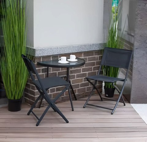 Stolik półokrągły szklany kawowy na balkon taras patio czarny MultiGarden Stolik półokrągły szklany kawowy na balkon taras patio czarny MultiGarden