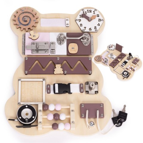 Drewniana tablica manipulacyjna sensoryczna dla dzieci panel edukacyjny miś 12 elementów ECOTOYS Drewniana tablica manipulacyjna sensoryczna dla dzieci panel edukacyjny miś 12 elementów ECOTOYS