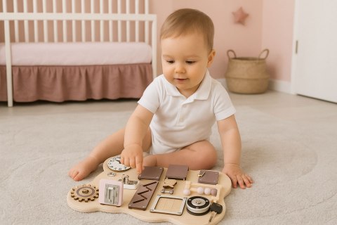 Drewniana tablica manipulacyjna sensoryczna dla dzieci panel edukacyjny miś 12 elementów ECOTOYS Drewniana tablica manipulacyjna sensoryczna dla dzieci panel edukacyjny miś 12 elementów ECOTOYS