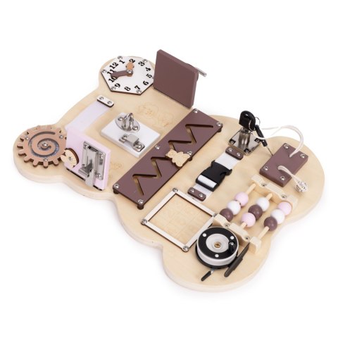 Drewniana tablica manipulacyjna sensoryczna dla dzieci panel edukacyjny miś 12 elementów ECOTOYS Drewniana tablica manipulacyjna sensoryczna dla dzieci panel edukacyjny miś 12 elementów ECOTOYS