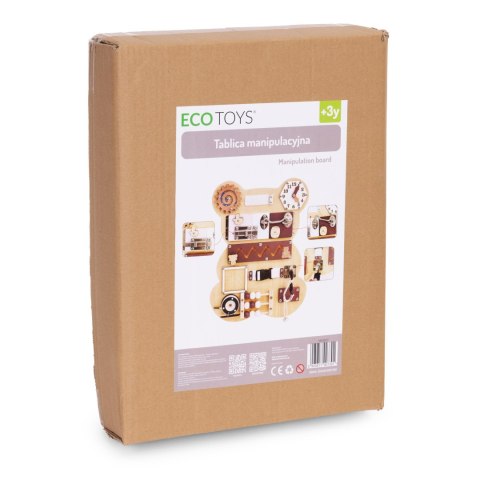 Drewniana tablica manipulacyjna sensoryczna dla dzieci panel edukacyjny miś 12 elementów ECOTOYS Drewniana tablica manipulacyjna sensoryczna dla dzieci panel edukacyjny miś 12 elementów ECOTOYS