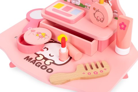 Drewniana toaletka dla dzieci z lustrem i szufladą 7 akcesoriów ECOTOYS Drewniana toaletka dla dzieci z lustrem i szufladą 7 akcesoriów ECOTOYS
