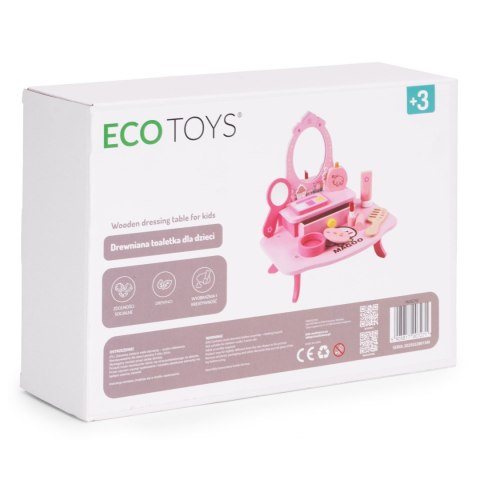 Drewniana toaletka dla dzieci z lustrem i szufladą 7 akcesoriów ECOTOYS Drewniana toaletka dla dzieci z lustrem i szufladą 7 akcesoriów ECOTOYS