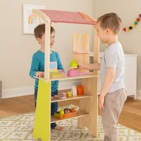 Duży drewniany stragan dla dzieci sklep z terminalem i wagą owoce warzywa 20 elementów ECOTOYS Duży drewniany stragan dla dzieci sklep z terminalem i wagą owoce warzywa 20 elementów ECOTOYS
