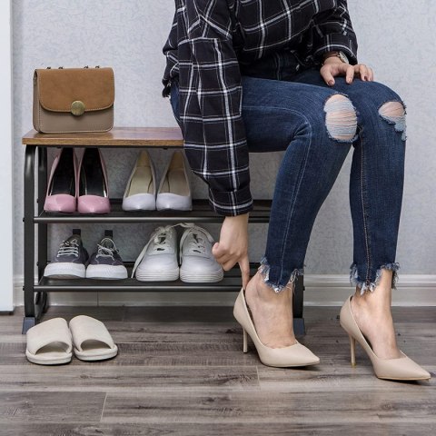 Regał na buty z siedziskiem loftowy 2 półki Regał na buty z siedziskiem loftowy 2 półki